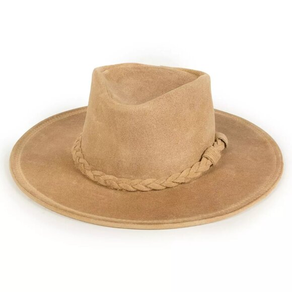Minnetonka Neutral Beige Tan Brown Genuine Leather Packable Travel Western Hat S main image 6